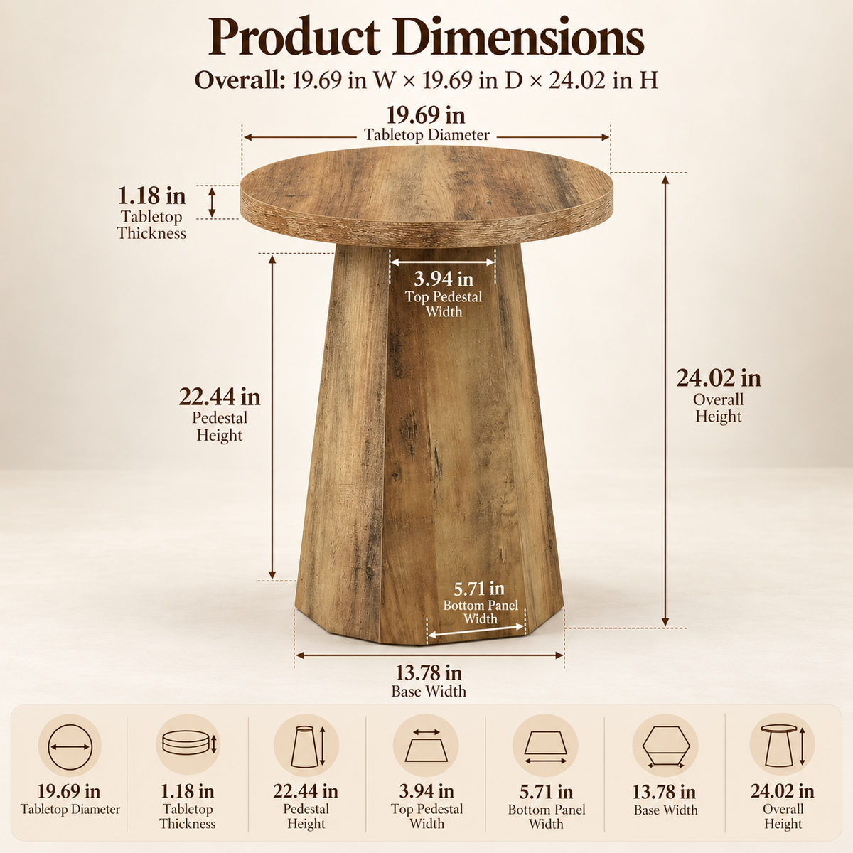 Meren Round Wooden Table