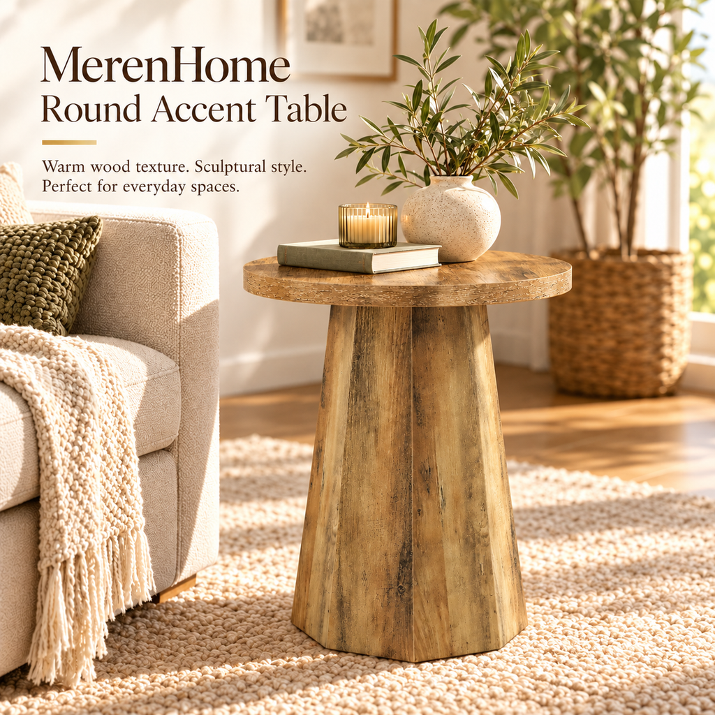 Meren Round Wooden Table