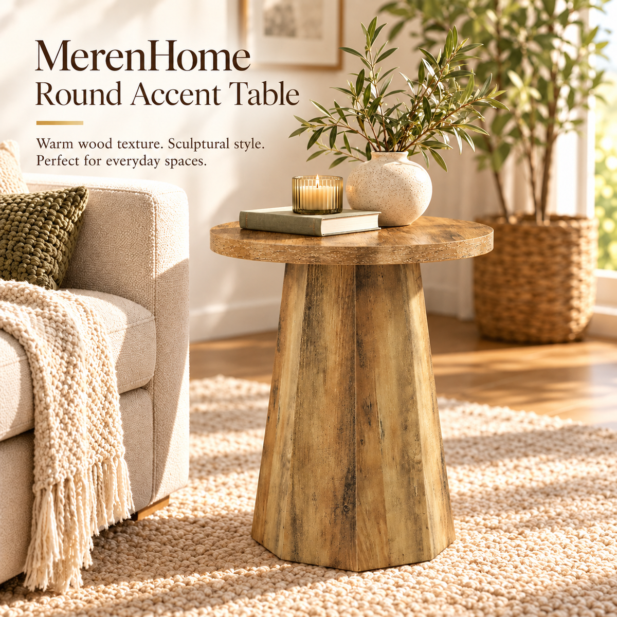Meren Round Wooden Table